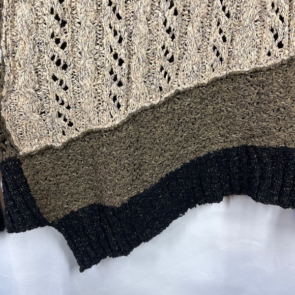 Curio New York Sweater Asymmetric Hem Olive Green Beige Wide Knit Women’s Small - Picture 6 of 8